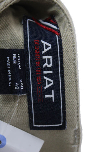 Ariat Womens Cotton Zip Pleated Lined Casual Straight Leg Pants Khaki Size EUR 4