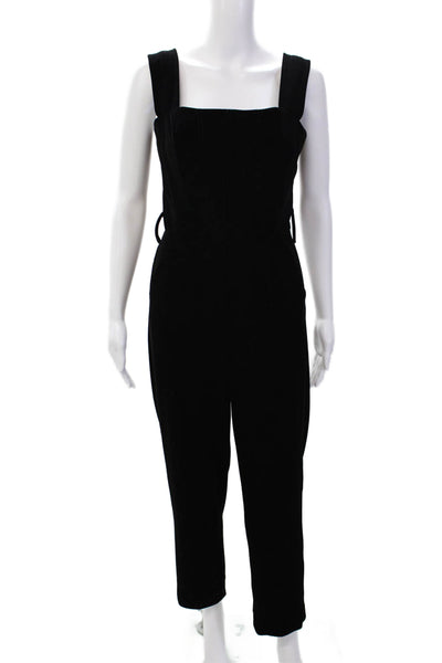 Nicholas Womens Back Zip Sleeveless Square Neck Velvet Jumpsuit Black Size 2