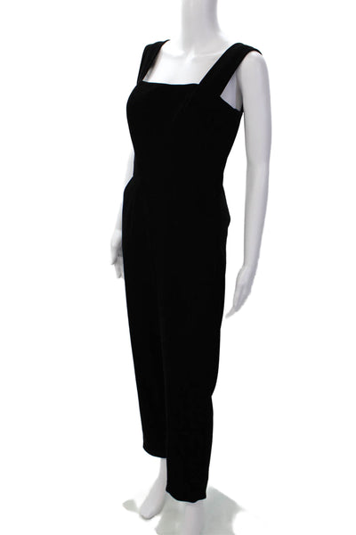 Nicholas Womens Back Zip Sleeveless Square Neck Velvet Jumpsuit Black Size 2