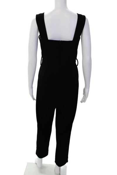 Nicholas Womens Back Zip Sleeveless Square Neck Velvet Jumpsuit Black Size 2