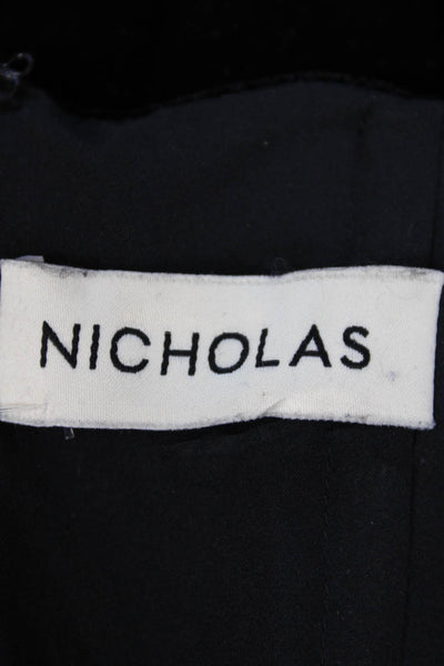 Nicholas Womens Back Zip Sleeveless Square Neck Velvet Jumpsuit Black Size 2