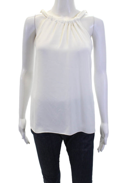 Trina Turk Womens Tie Back Crew Neck Sleeveless Blouse Top White Size XS