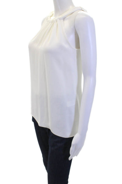 Trina Turk Womens Tie Back Crew Neck Sleeveless Blouse Top White Size XS