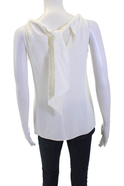 Trina Turk Womens Tie Back Crew Neck Sleeveless Blouse Top White Size XS