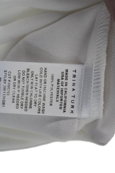 Trina Turk Womens Tie Back Crew Neck Sleeveless Blouse Top White Size XS