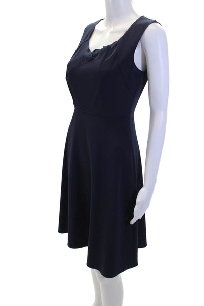 Elie Tahari Womens Scoop Neck Sleeveless Zip Back Shift Dress Navy Blue Size 2