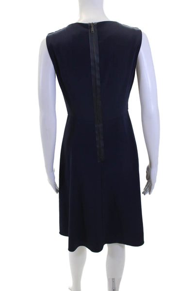 Elie Tahari Womens Scoop Neck Sleeveless Zip Back Shift Dress Navy Blue Size 2
