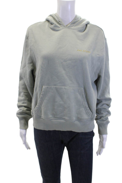 Axel Arigato Womens Cotton Long Sleeve V-neck Knit Hoodie Mint Green Size S