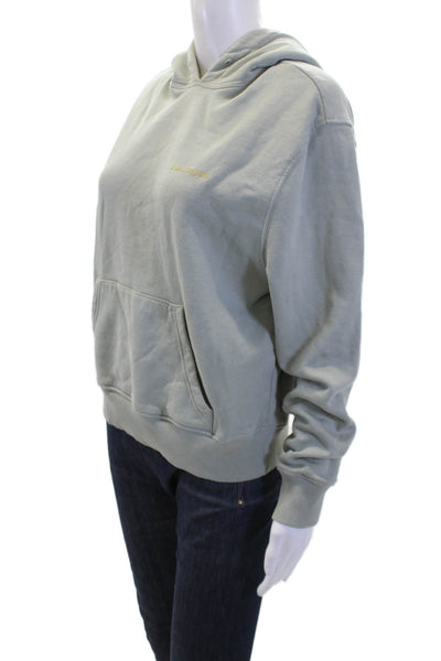 Axel Arigato Womens Cotton Long Sleeve V-neck Knit Hoodie Mint Green Size S
