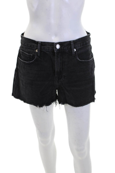 Frame Womens Cotton Denim Mid-Rise Five Pocket Cut Off Shorts Black Size 26