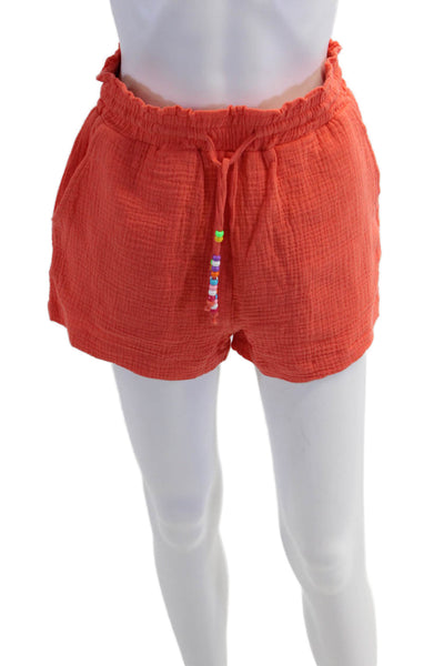 Lisa Todd Womens Lightweight Drawstring Pocket Lounge Shorts Orange Size XS