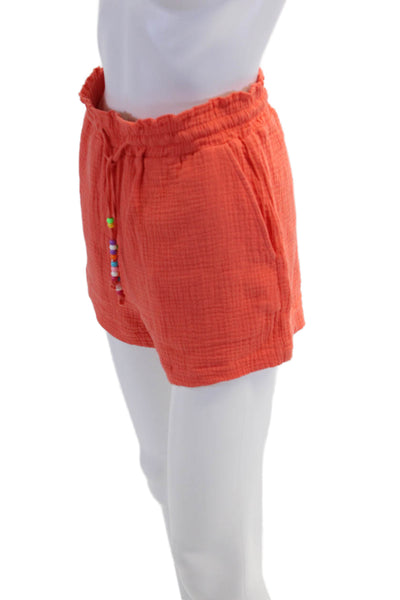 Lisa Todd Womens Lightweight Drawstring Pocket Lounge Shorts Orange Size XS