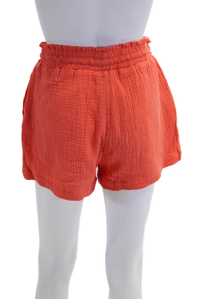 Lisa Todd Womens Lightweight Drawstring Pocket Lounge Shorts Orange Size XS