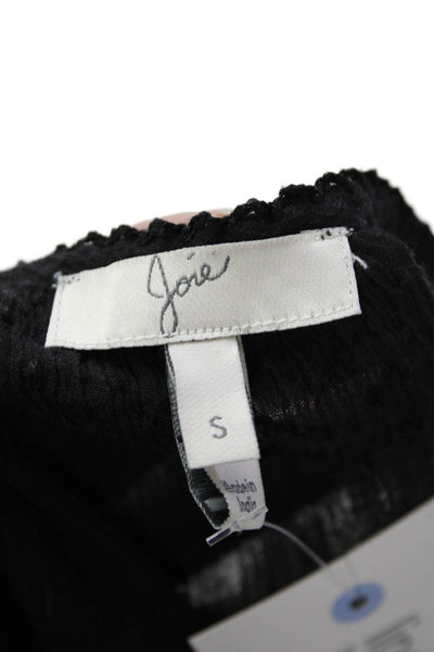 Joie Womens Cotton Embroidered V-Neck Sleeveless Blouse Top Black Size S