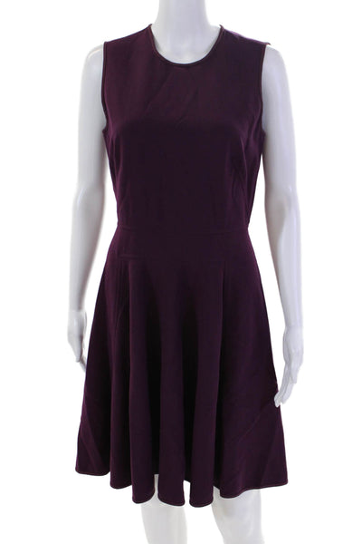 Rebecca Taylor Womens Round Neck Sleeveless Fit + Flare Dress Purple Size 4
