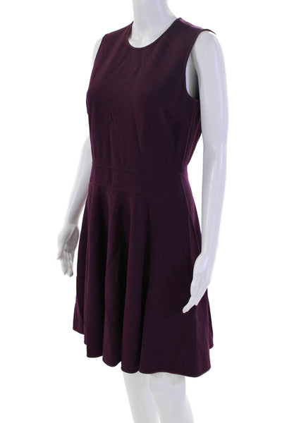 Rebecca Taylor Womens Round Neck Sleeveless Fit + Flare Dress Purple Size 4