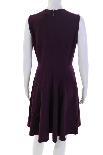 Rebecca Taylor Womens Round Neck Sleeveless Fit + Flare Dress Purple Size 4