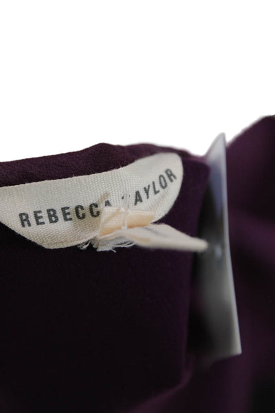 Rebecca Taylor Womens Round Neck Sleeveless Fit + Flare Dress Purple Size 4