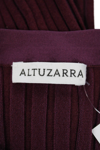 Altuzarra Womens Long Sleeve Round Neck Casual Rib Knit Top Purple Size XL