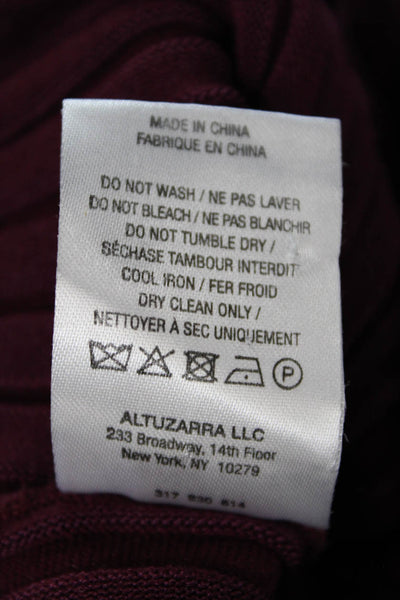 Altuzarra Womens Long Sleeve Round Neck Casual Rib Knit Top Purple Size XL