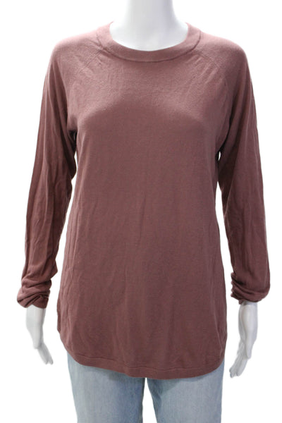 Altuzarra Womens Long Sleeve Round Neck Casual Rib Knit Top Purple Size XL
