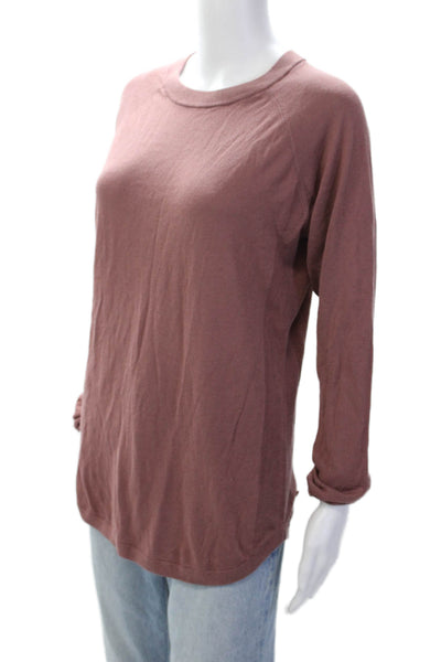 Altuzarra Womens Long Sleeve Round Neck Casual Rib Knit Top Purple Size XL