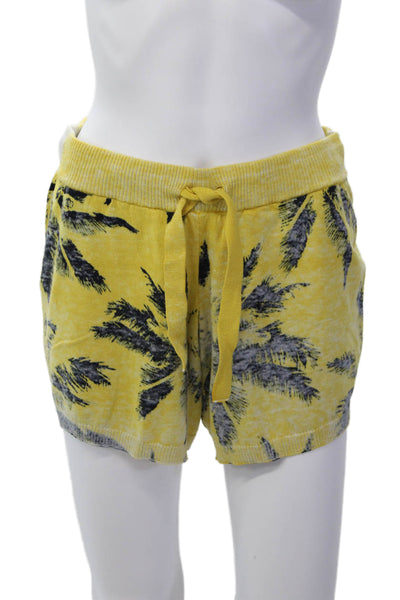 Minnie Rose Women's Drawstring Waist Palm Tree Print Shorts Yellow Size XS