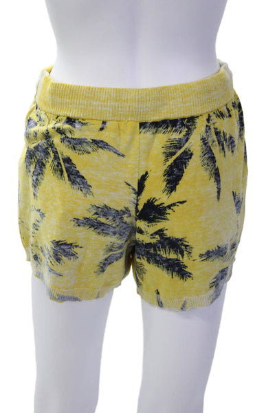 Minnie Rose Women's Drawstring Waist Palm Tree Print Shorts Yellow Size XS