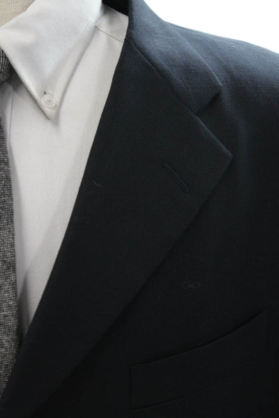 Hickey Freeman Mens Wool Collar Button Pleated Sleek Classic Blazer Black Size E