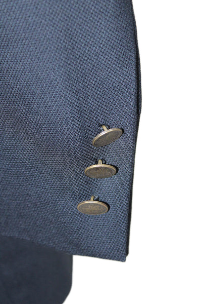 Hickey Freeman Mens Wool Collar Button Pleated Sleek Classic Blazer Black Size E