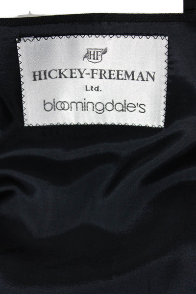 Hickey Freeman Mens Wool Collar Button Pleated Sleek Classic Blazer Black Size E