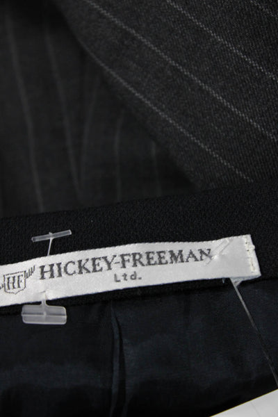 Hickey Freeman Mens Wool Collar Button Pleated Sleek Classic Blazer Black Size E