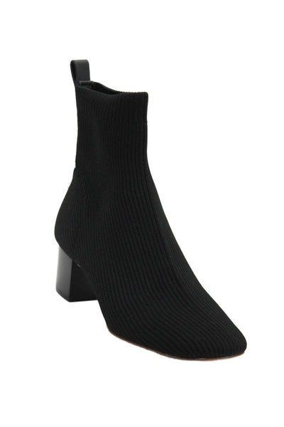 Everlane Womens Ribbed Texture Slip On Block Heel Ankle Boots Black Size 8.5