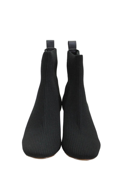 Everlane Womens Ribbed Texture Slip On Block Heel Ankle Boots Black Size 8.5