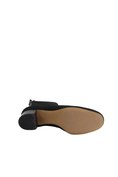 Everlane Womens Ribbed Texture Slip On Block Heel Ankle Boots Black Size 8.5
