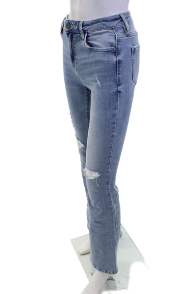 Hidden Womens Cotton Light Wash Distressed Knees Flare Leg Jeans Blue Size 25