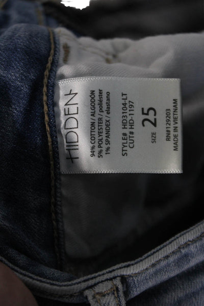 Hidden Womens Cotton Light Wash Distressed Knees Flare Leg Jeans Blue Size 25