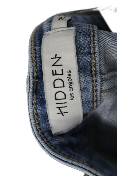 Hidden Womens Cotton Light Wash Distressed Knees Flare Leg Jeans Blue Size 25