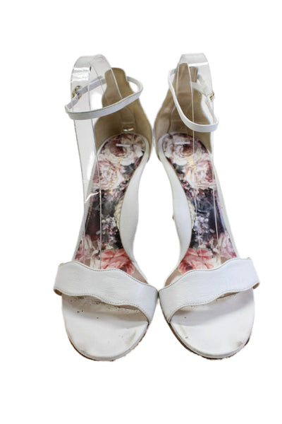 Marion Parke Womens Leather Open Toe Ankle Strap Sandals White Size 39.5 9.5