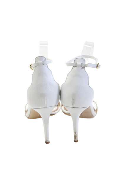 Marion Parke Womens Leather Open Toe Ankle Strap Sandals White Size 39.5 9.5
