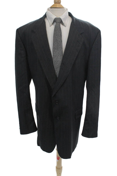Givenchy Mens Pinstriped Two Button Notched Lapel Blazer Gray Size 50"