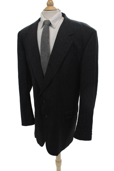 Givenchy Mens Pinstriped Two Button Notched Lapel Blazer Gray Size 50"