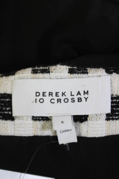 Derek Lam 10 Crosby Womens Metallic Plaid Tweed Mini Flared Skirt White Size 6