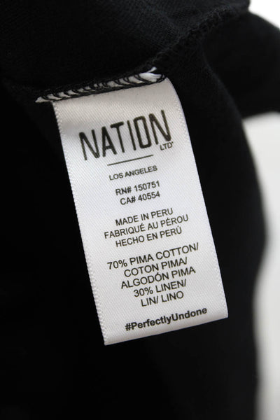 Nation LTD Womens Cotton Sleeveless V-Neck Blouse Top Solid Black Size M