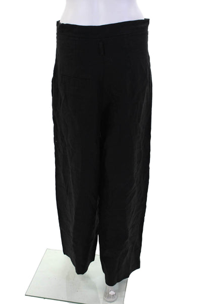 Tela Womens Lightweight Asymmetrical Buttoned Wide Leg Dress Pants Black Size M