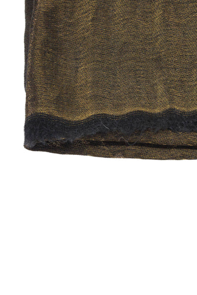 Elizabeth Gillett Womens Wool Fringe Cut Wrap Shiny Textured Scarf Brown OS