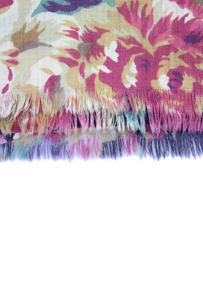 Elizabeth Gillett Womens Wool Fringe Cut Wrap Shiny Textured Scarf Brown OS