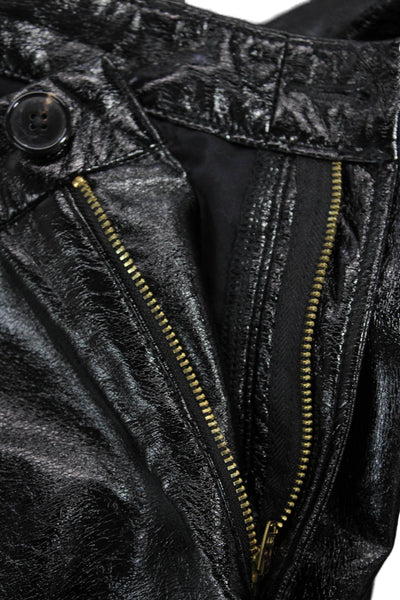 Good American Womens Faux Leather Buttoned High Waisted Pants Black Size 30