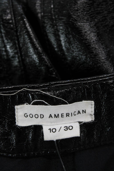 Good American Womens Faux Leather Buttoned High Waisted Pants Black Size 30