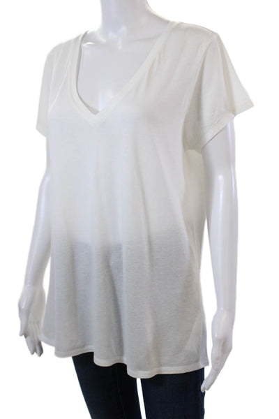 Vince Womens Cotton V-neck Short Sleeve Casual T-shirt White Size L